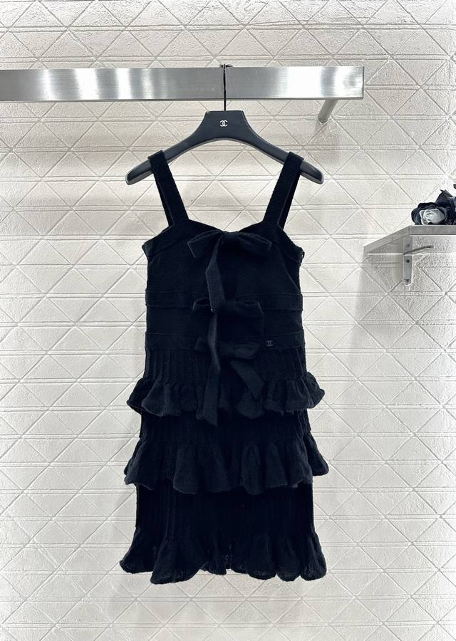 Chanel 2025 New Arrival Layered Cake Bow Knitted Slip Dress Custom Yb Imported S
