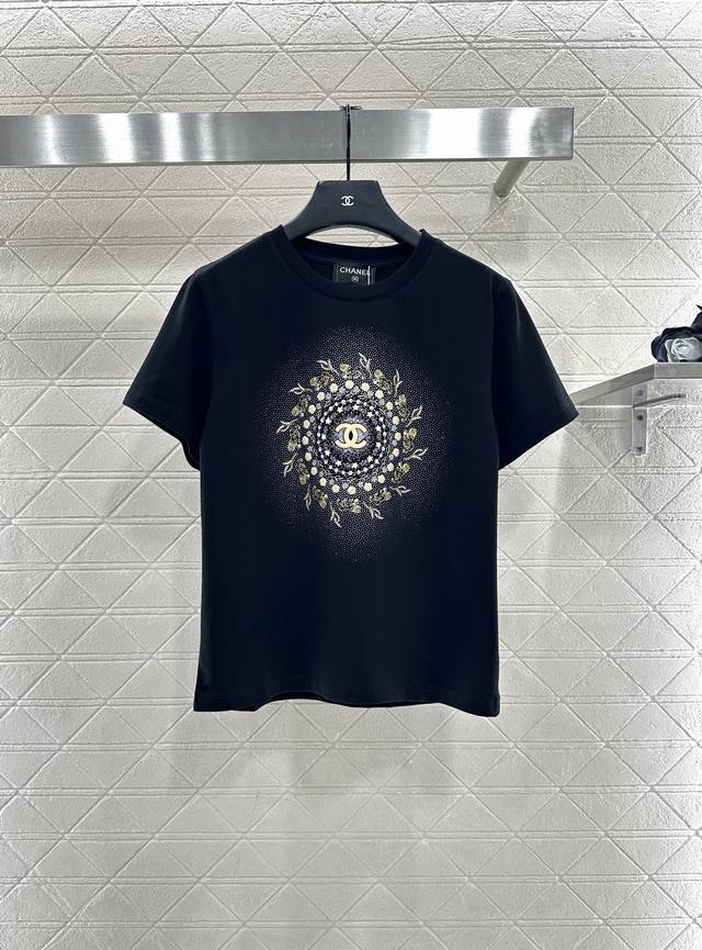 Chanel 2025 New Arrival Round Neck Embroidered Double C Logo Custom Yb Twill Cot