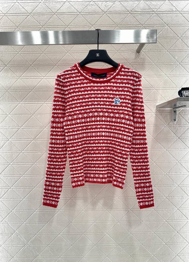 Louis Vuitto * 2025 New Arrival Striped Long-Sleeve Knit Top Made with custom Yb
