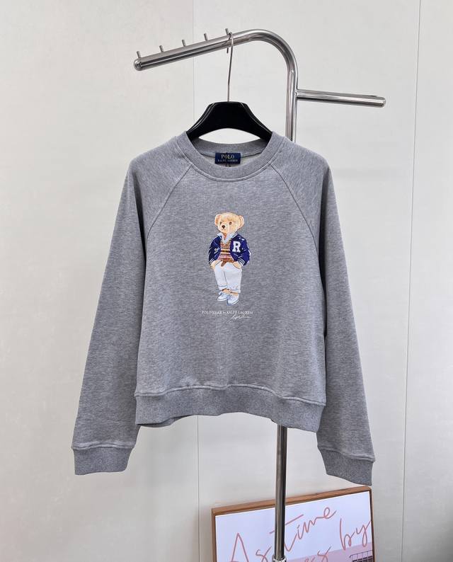 Ralph Lauren Fall/Winter New Children's Bear Print Crew Neck Sweatshirt, Exclusi