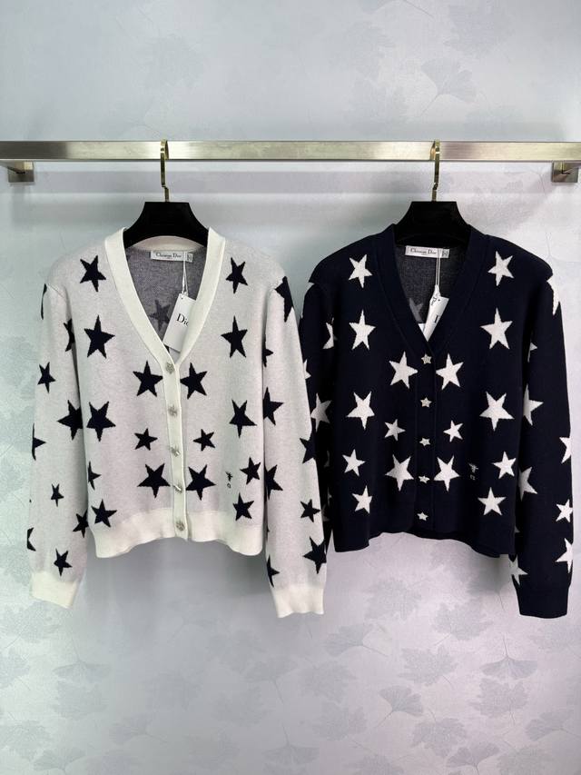 Dio*25 Autumn/Winter New Star Knit Cardigan, V-neck design, super slimming. The