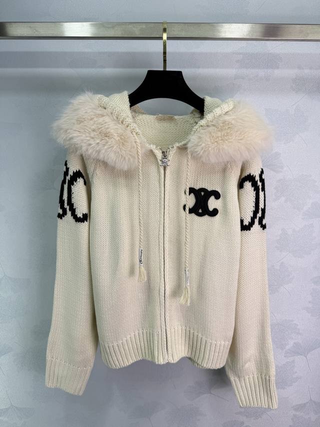 Ce*25 Autumn/Winter New Hooded Knit Cardigan with Arc de Triomphe Logo Design. F