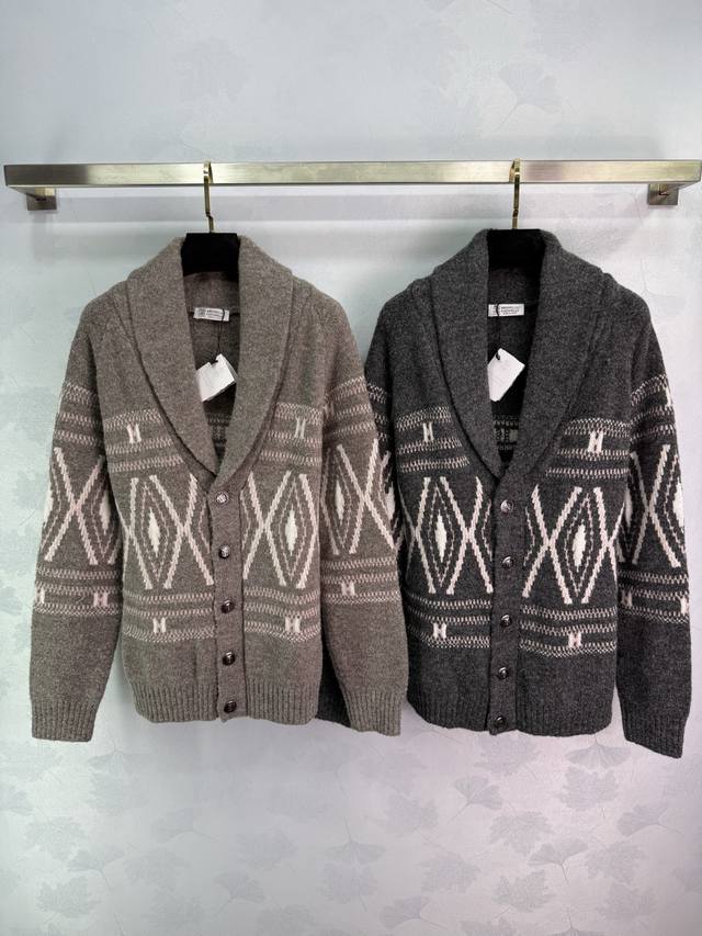 Bc*25 Autumn/Winter New Lapel Coat, Fair Isle Style, Diamond Pattern, Single-Bre