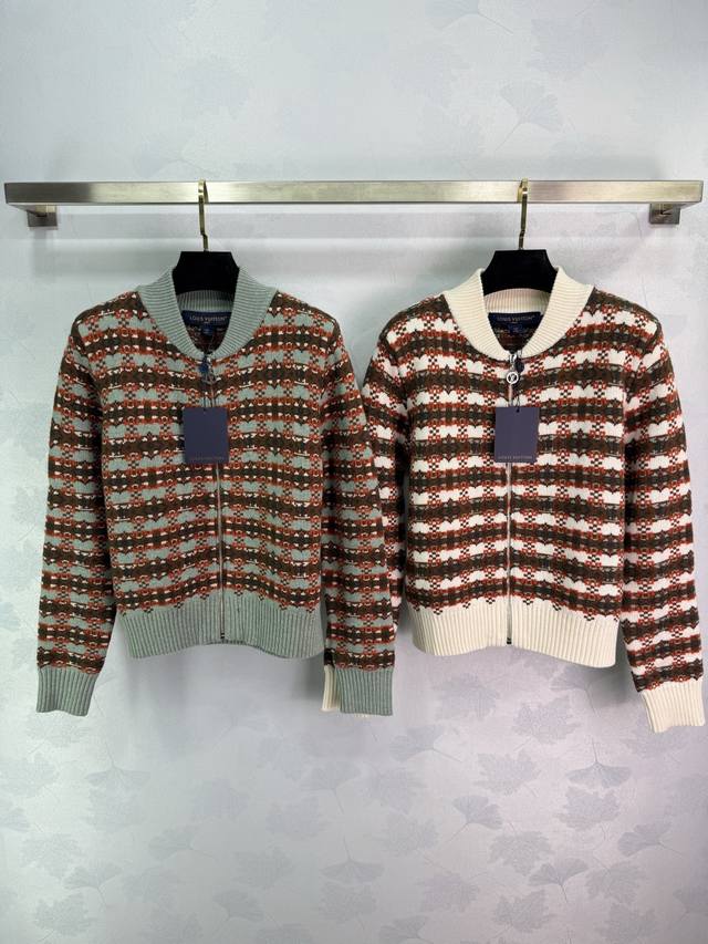 Lou*2025 Autumn/Winter New Crew Neck Knitted Zipper Cardigan, Custom Yb Wool Yar