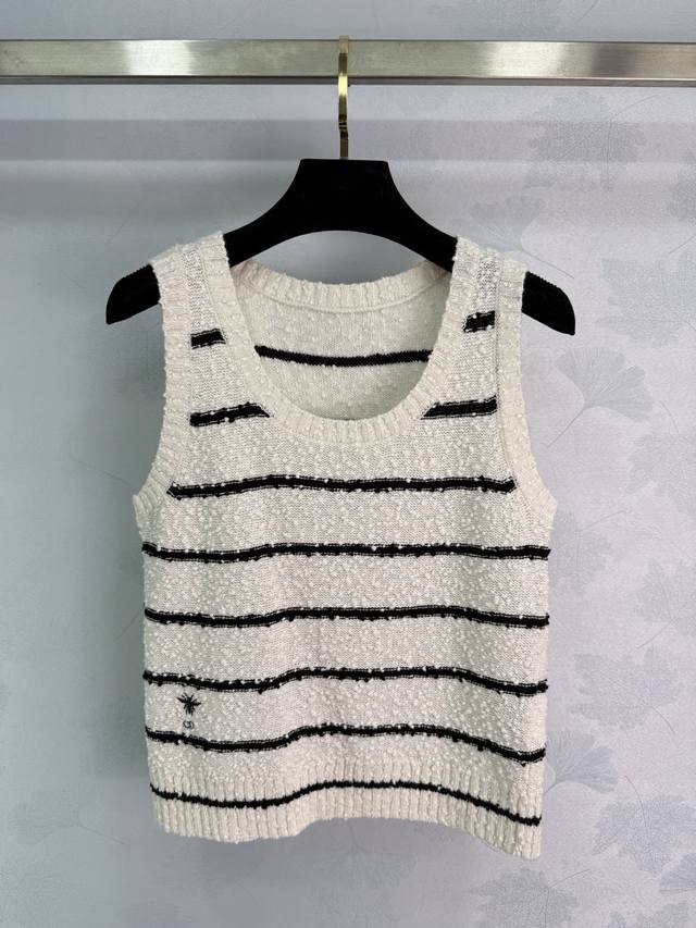 Dio*25 Autumn/Winter New Navy Striped Vest Top! Elegant round neck, classic cut,