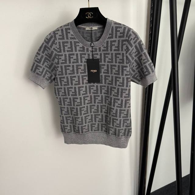 Style No. 20256874 Fend* New Monogram F Letter Pullover Short-Sleeve Knit Sweate