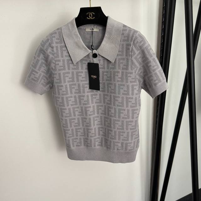 Style No. 20256871 Fend* New monogram F letter polo collar short-sleeved knit to