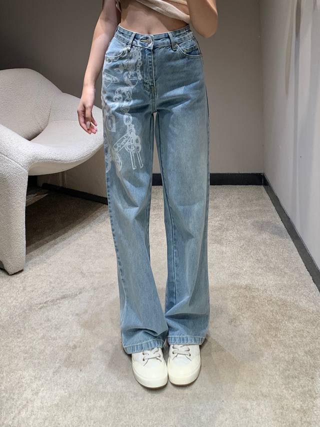 Ann Andelman 25Fw Fall/Winter New Chain Print Loose-fit Jeans | Exclusive High-q