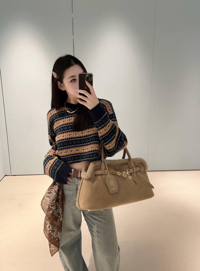 Miu Mi* 25Fw Autumn/Winter New Scottish Style Wool V-Neck Short Sweater | Exclus