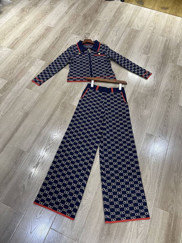 New Collared Zipper Cardigan and Pants Set, Sizes S, M, L, Top and Pants Ddd