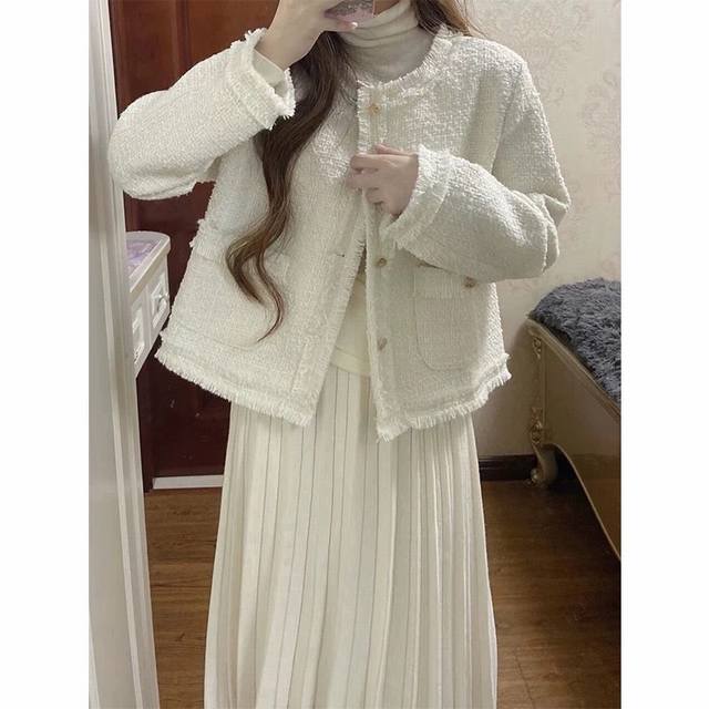 Chanel-style women's cardigan, 2025 autumn/winter new Korean style, loose fit, t