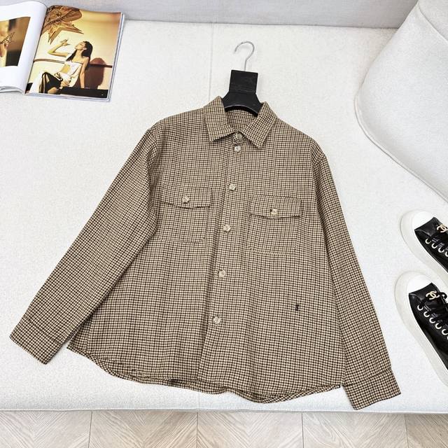 Slp20Ss Autumn/Winter New Arrival Retro Houndstooth Shirt with Double Pockets an