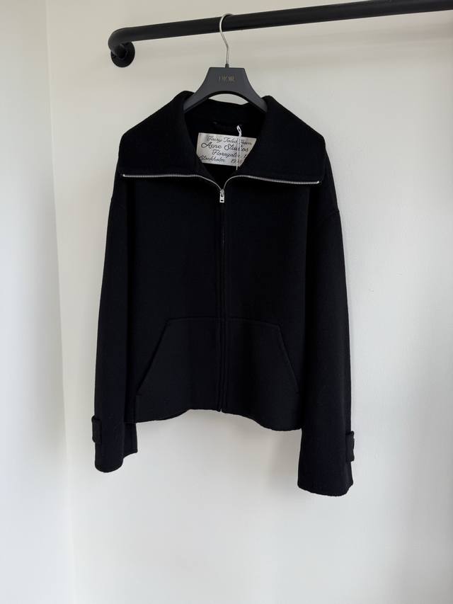 Acn25 Autumn/Winter New Solid Color Wool and Cashmere High-Neck Zipper Loose Fit