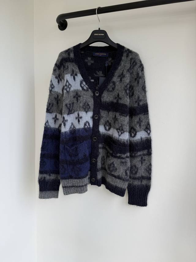 Loui 25 Autumn/Winter New Monogram V-Neck Wool Mohair Knit Cardigan Top - Shippe