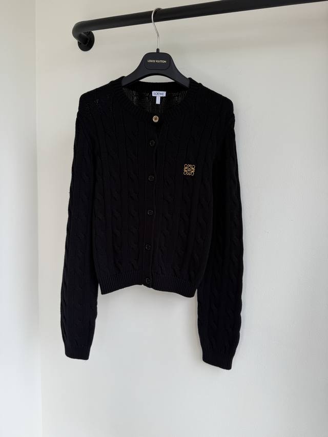 Loew25 Autumn/Winter New Solid Color Crew Neck Pullover Knit Cardigan with Color