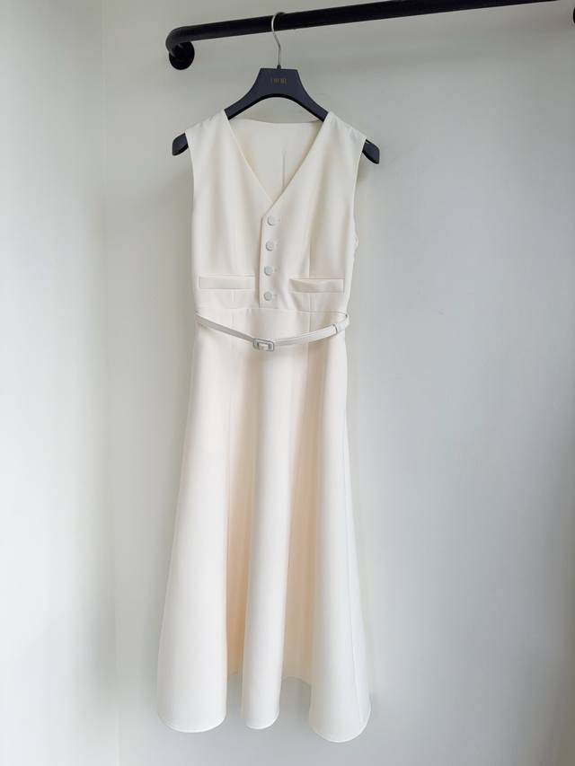 Dio25 Autumn/Winter New Off-White Blend Gabardine Mid-Length Sleeveless V-Neck D