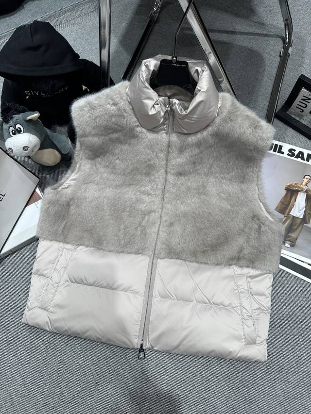 Bc 2025 Autumn/Winter New Down Vest, fur-trimmed down, custom glacier gray eco-f
