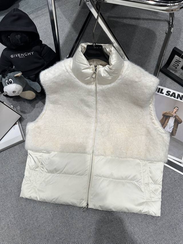 Bc 2025 Autumn/Winter New Down Vest, fur-trimmed down, custom glacier gray eco-f