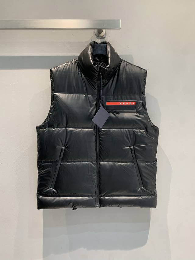 New Arrival! Prad* 2025 Autumn/Winter New Red Label Stand Collar Down Vest, made