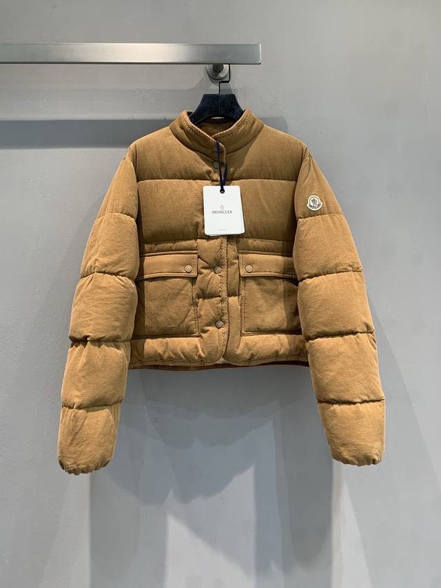 New Arrival! Poncle* Essarts Corduroy Short Down Jacket, warm khaki brown with a