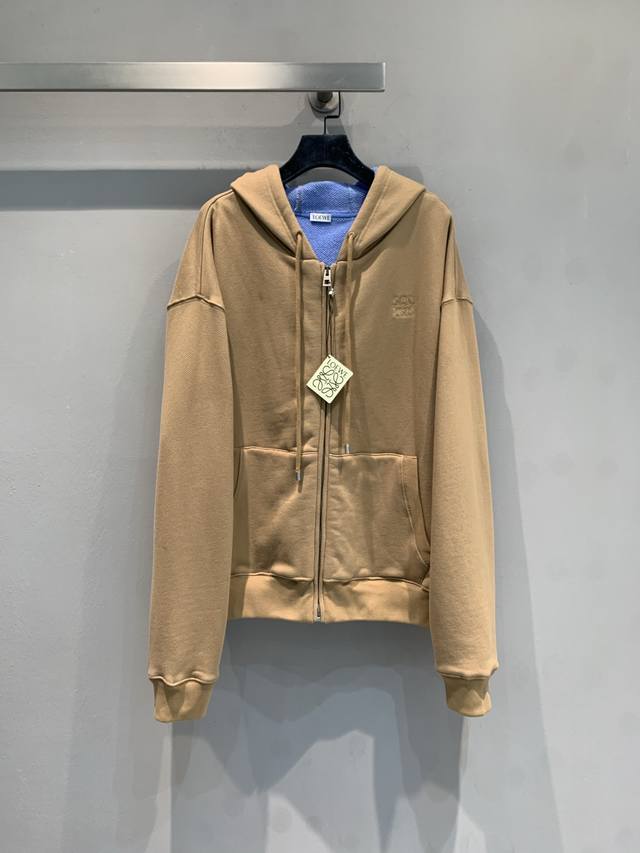 New Arrival! Loew*2025 Autumn/Winter Retro Color-Blocked Hooded Zip-Up Sweatshir