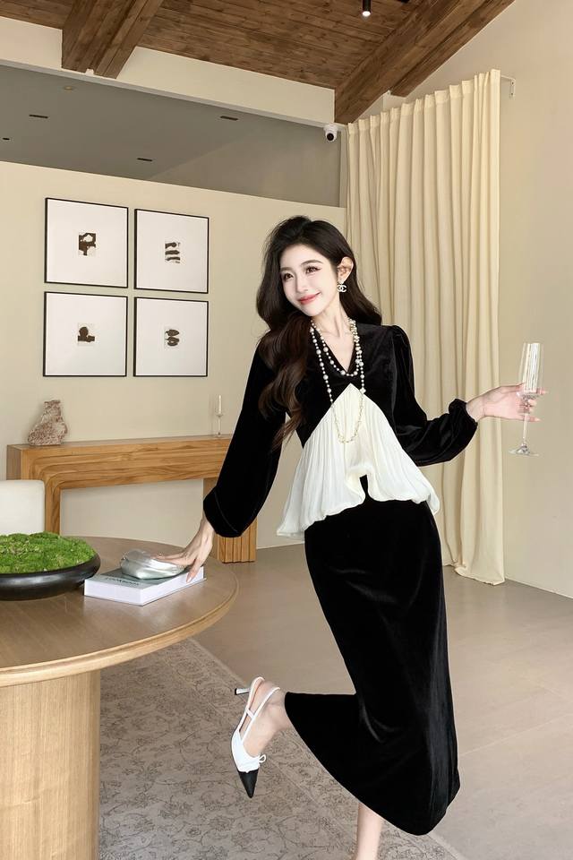 Set 70s Autumn/Winter New Arrival European Style Elegant Vintage Style Color Blo