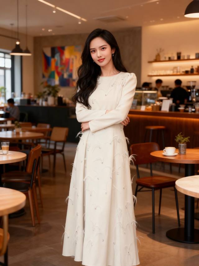 Dress 2670Aw Feather Beaded Full Skirt Color: Apricot Red Size: M L XL XL M Size