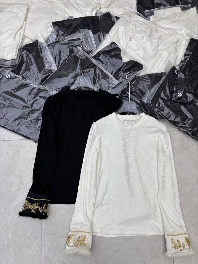 Top Stretch Cotton Sequin Embroidered Base Layer Top A must-have autumn/winter i