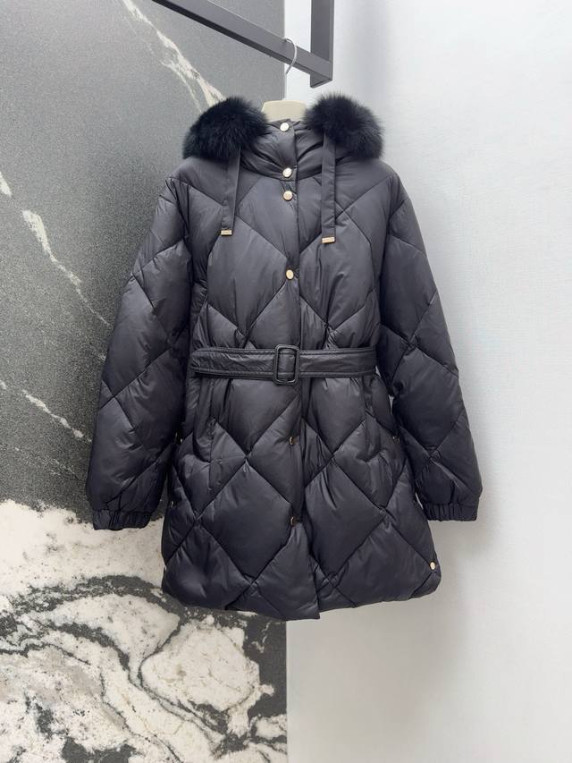 Max 25Ss Autumn/Winter New Arrival Classic Fox Fur Collar Mid-Length Hooded Down