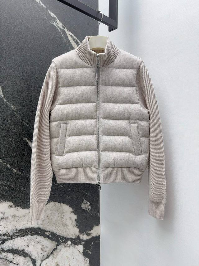 Bc 25Ss Autumn/Winter New Arrival: Patchwork Wool Stand Collar Down Jacket. Look