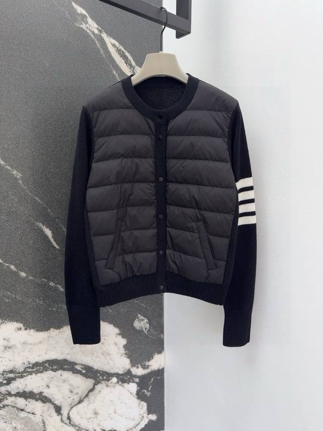 Tb 24Ss Autumn/Winter Hot Selling Wool and Down Trim Round Neck Short Down Jacke