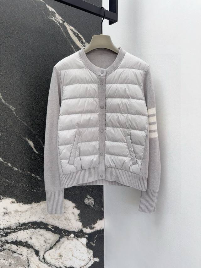 Tb 24Ss Autumn/Winter Hot Selling Wool and Down Trim Round Neck Short Down Jacke