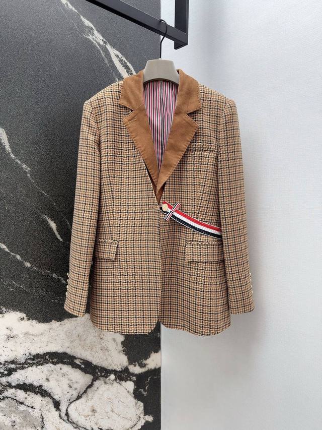 Tb 25Ss Autumn/Winter New Arrival Retro Houndstooth Two-Piece Suit Jacket with a