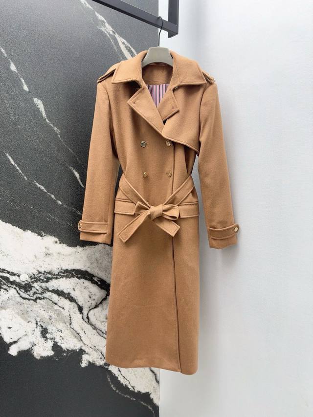 Tb 25Ss Autumn/Winter New Arrival Classic and Elegant Camel Double-Breasted Wool