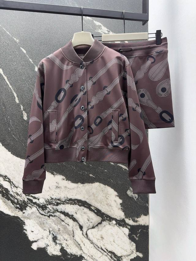 Her 25Ss Autumn/Winter New Arrival Rope Pattern Printed Casual Set: Stand Collar