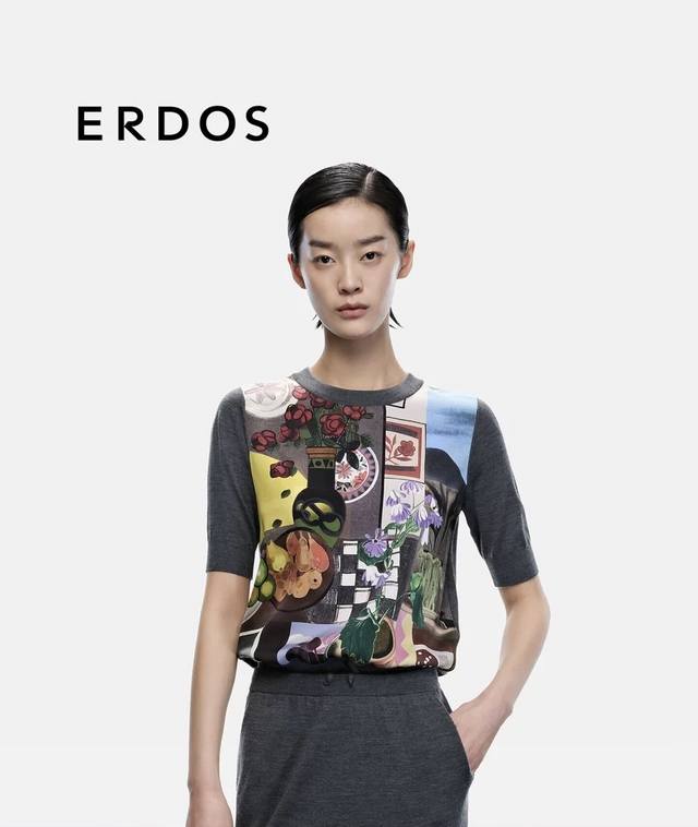 Erd*S Erd Home New Fashion Retro Oil Painting Pattern Print Round Neck Pullover