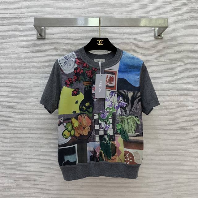 Erd*S Erd Home New Fashion Retro Oil Painting Pattern Print Round Neck Pullover