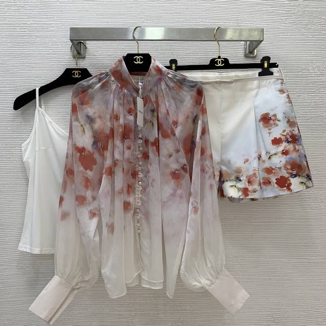 Zimmerma*N Australian brand red floral tie-dye print three-piece set! Single-bre