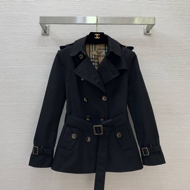 Burberr* New Burberr Custom Classic Check Lined Original Letter Logo Button Doub