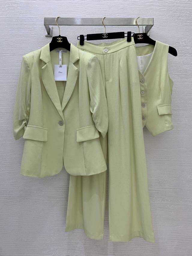 Dio* Summer New High-End Custom Thin Linen Fabric! Elegant Commuter Fashion Thre