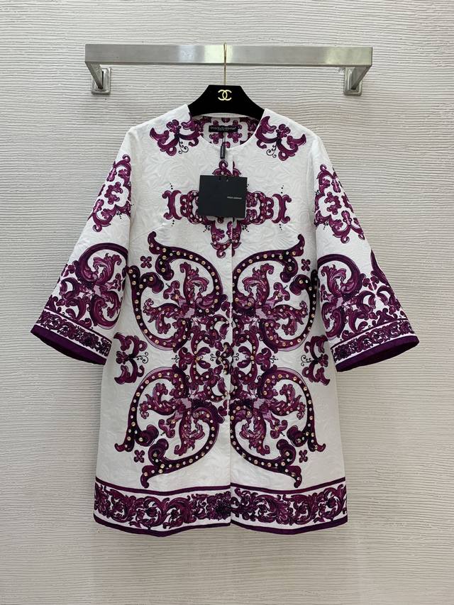 Dolce & Gabbana Dg* New High-End Custom Purple Retro Jacquard Fabric, Crisp and
