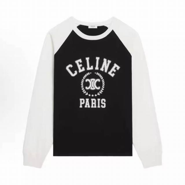 Celin* Early Autumn New High-End Custom Pure Cotton Long-Sleeve T-Shirt with Col