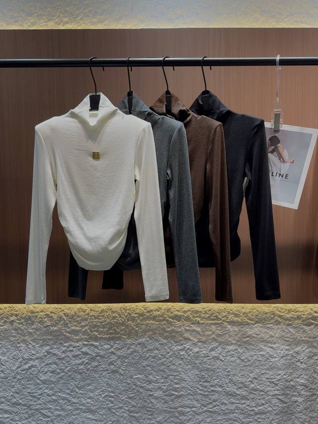 Schiaparelli 2025 Autumn/Winter New Merino Pleated Slim Fit Base Layer Top. Made