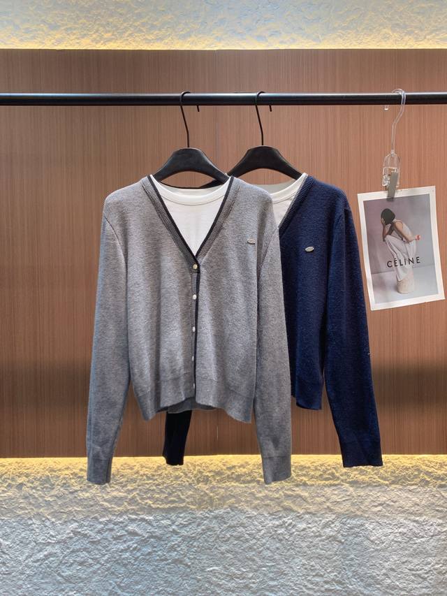 Acne 2025 Autumn/Winter New Wool Faux Two-Piece Cardigan, 30% wool blend, delica