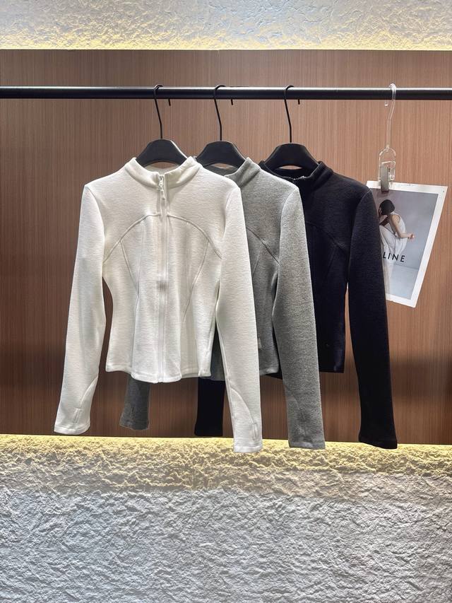 Alo 2025 Autumn/Winter New Grey Stand Collar Zip-Up Jacket. Made from premium co