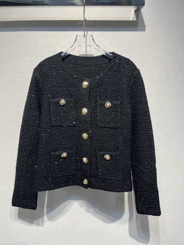 2025 Autumn/Winter New Pocket Gold Buckle Tweed Coat, Elegant Style (Ddd) Size: