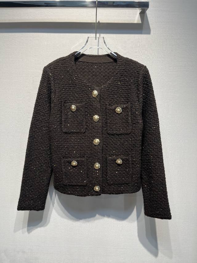 2025 Autumn/Winter New Pocket Gold Buckle Tweed Coat, Elegant Style (Ddd) Size: