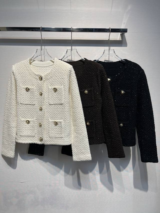 2025 Autumn/Winter New Pocket Gold Buckle Tweed Coat, Elegant Style (Ddd) Size: