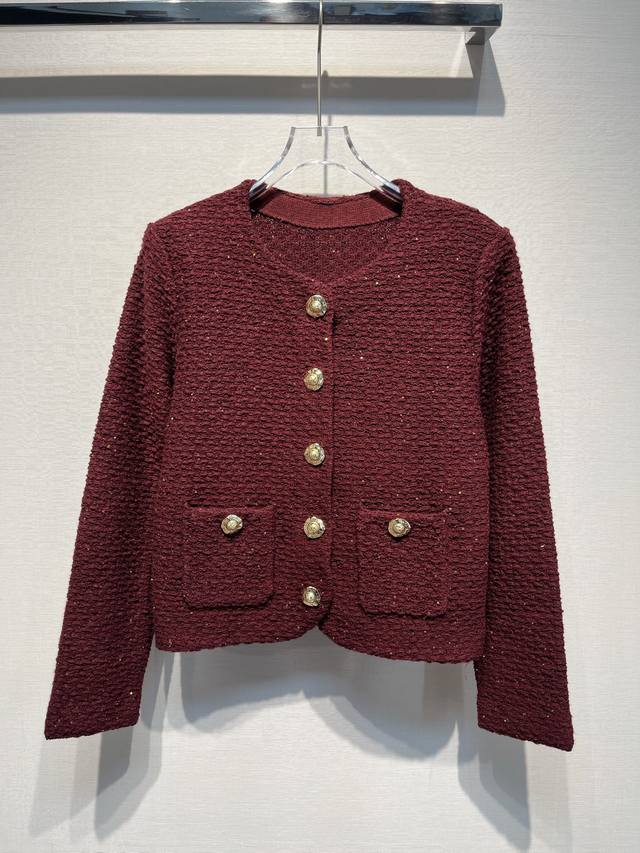 2025 Autumn/Winter New Burberry Gold Button Tweed Coat, Elegant Style (Ddd) Size