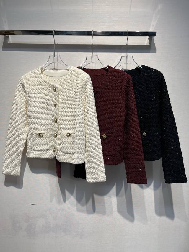 2025 Autumn/Winter New Burberry Gold Button Tweed Coat, Elegant Style (Ddd) Size